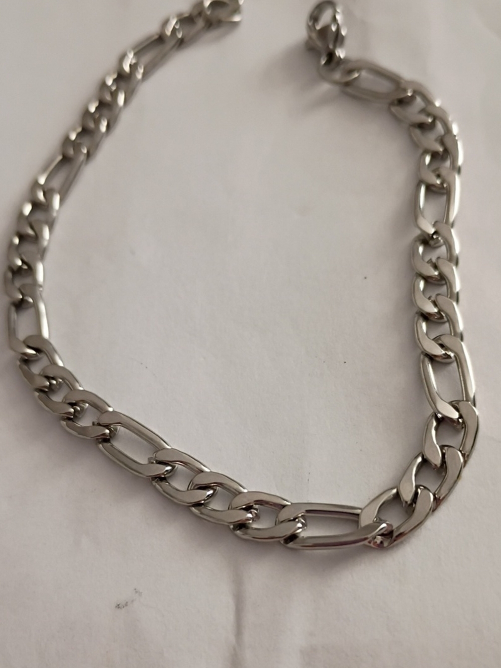 Men's Silver Chain Necklace - Classic Figaro Style
